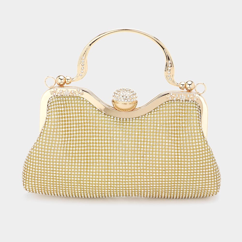 Gold Bling Studded Evening Clutch Bag